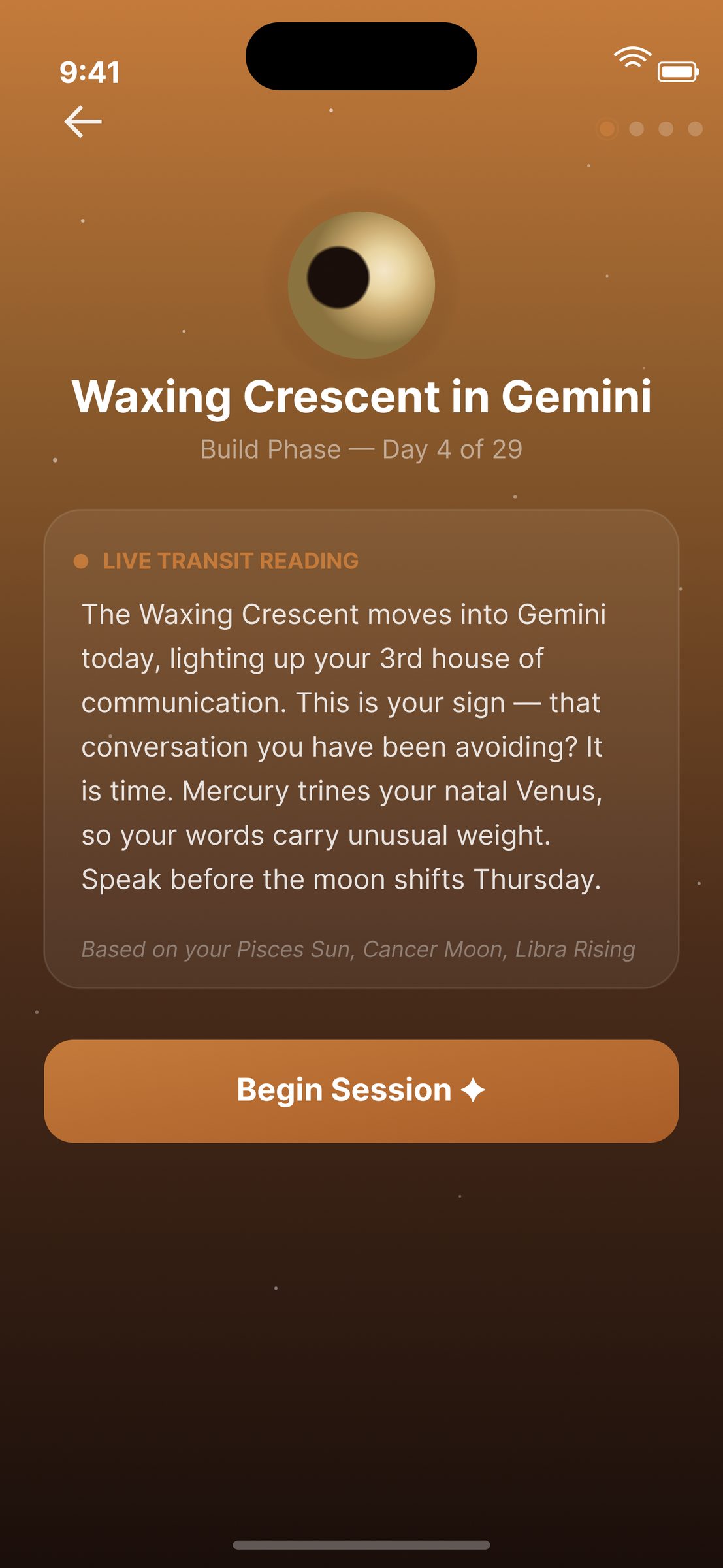 Ryte moon session screen