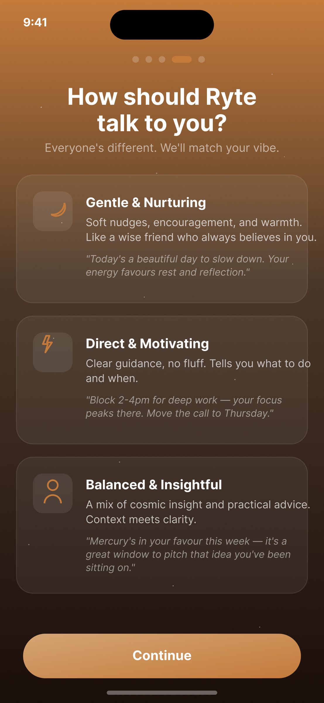 Ryte onboarding screen
