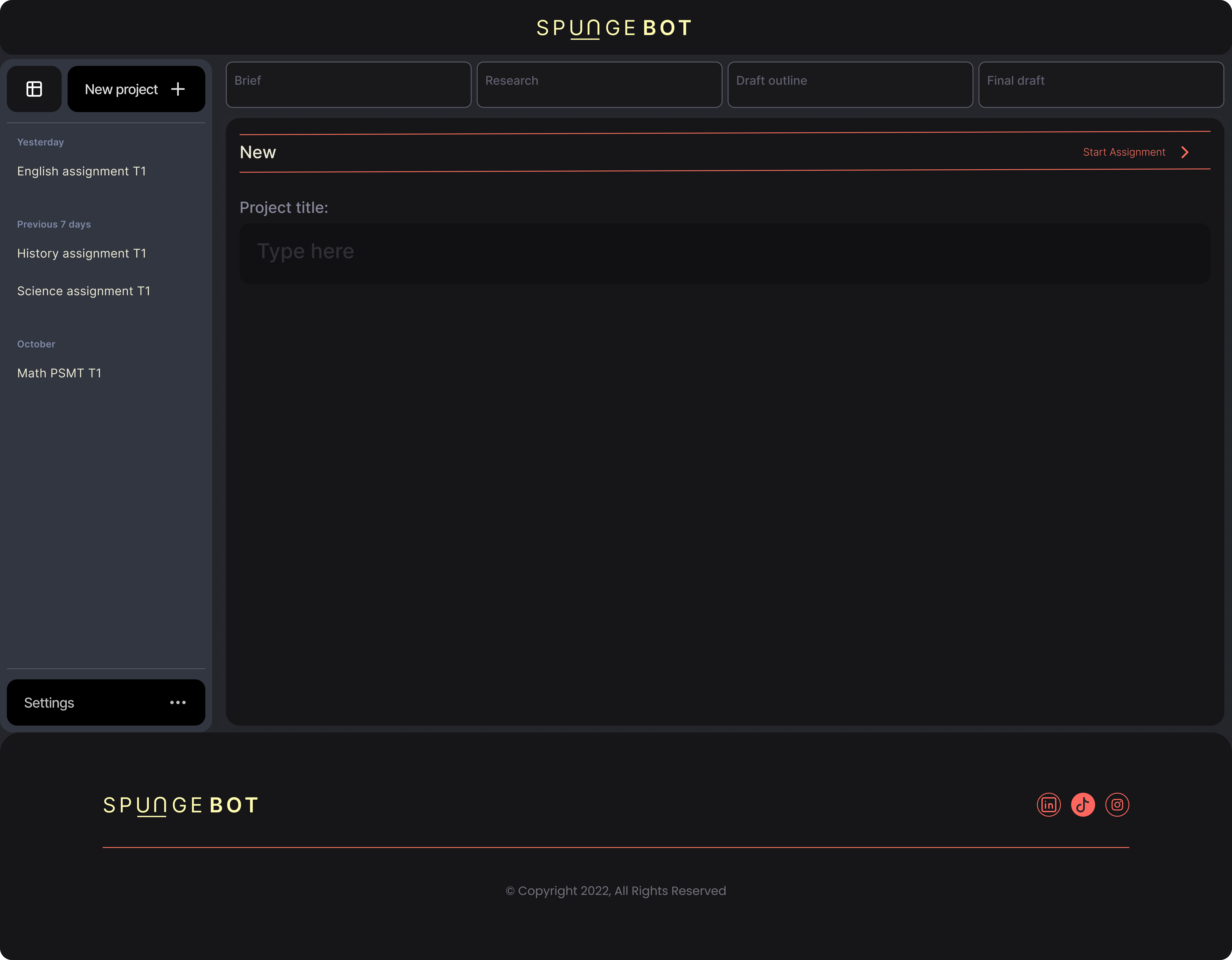 Spungebot home dashboard