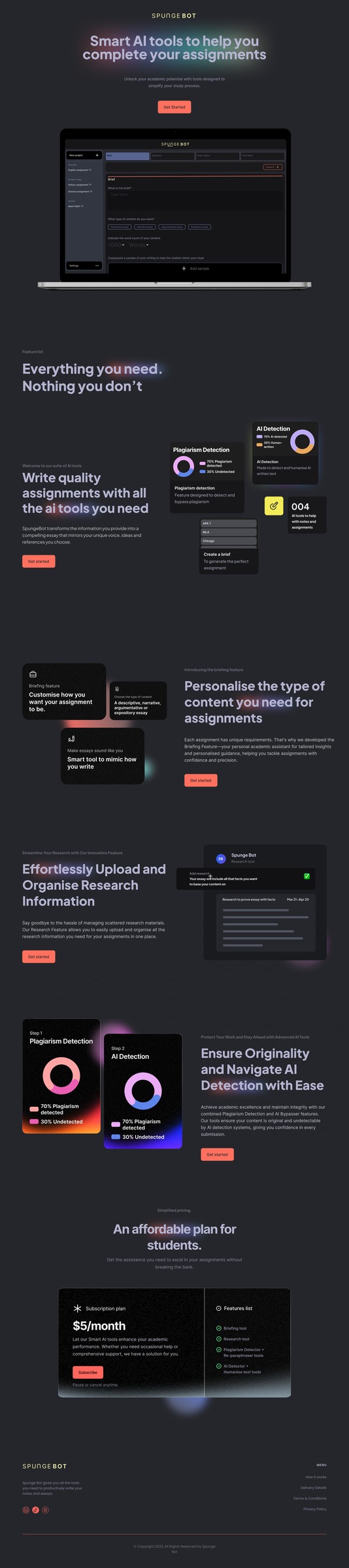 Spungebot marketing landing page