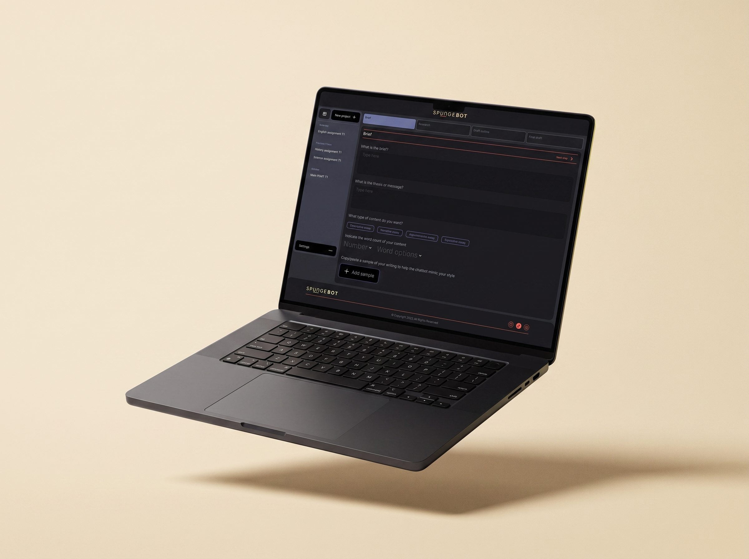 Spungebot Brief screen on laptop