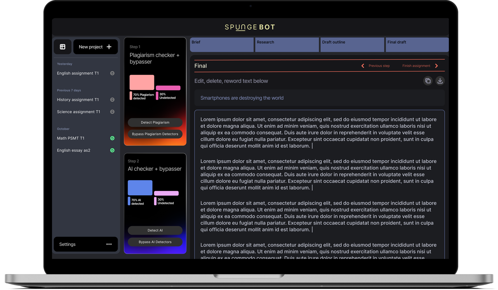 Spungebot Final draft screen on MacBook