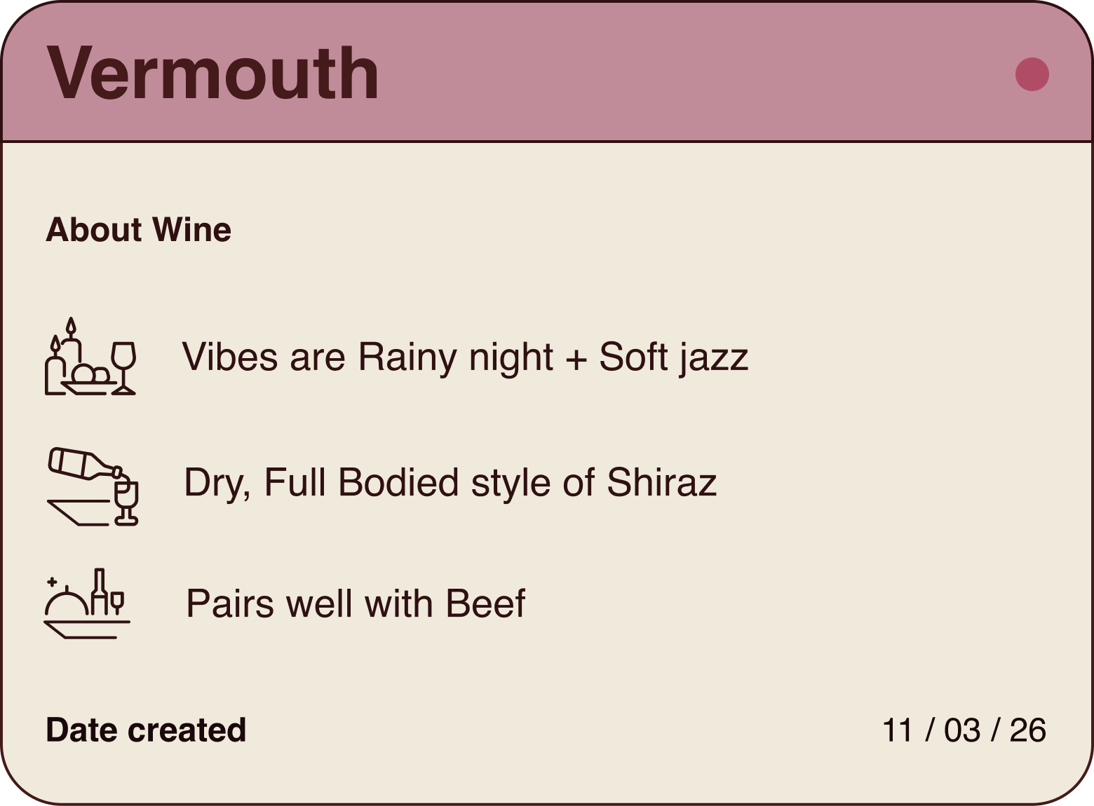 Dessert wine card