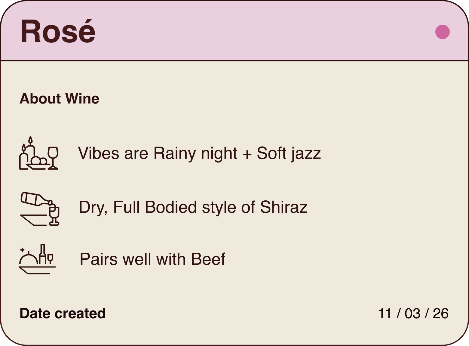Pink wines card