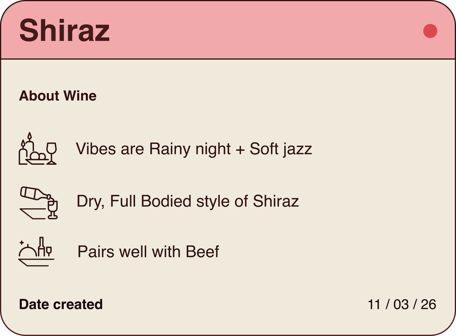 Red wines card
